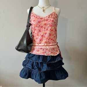 vintage old navy pink floral tank/ cami top with cute bow detail🌟